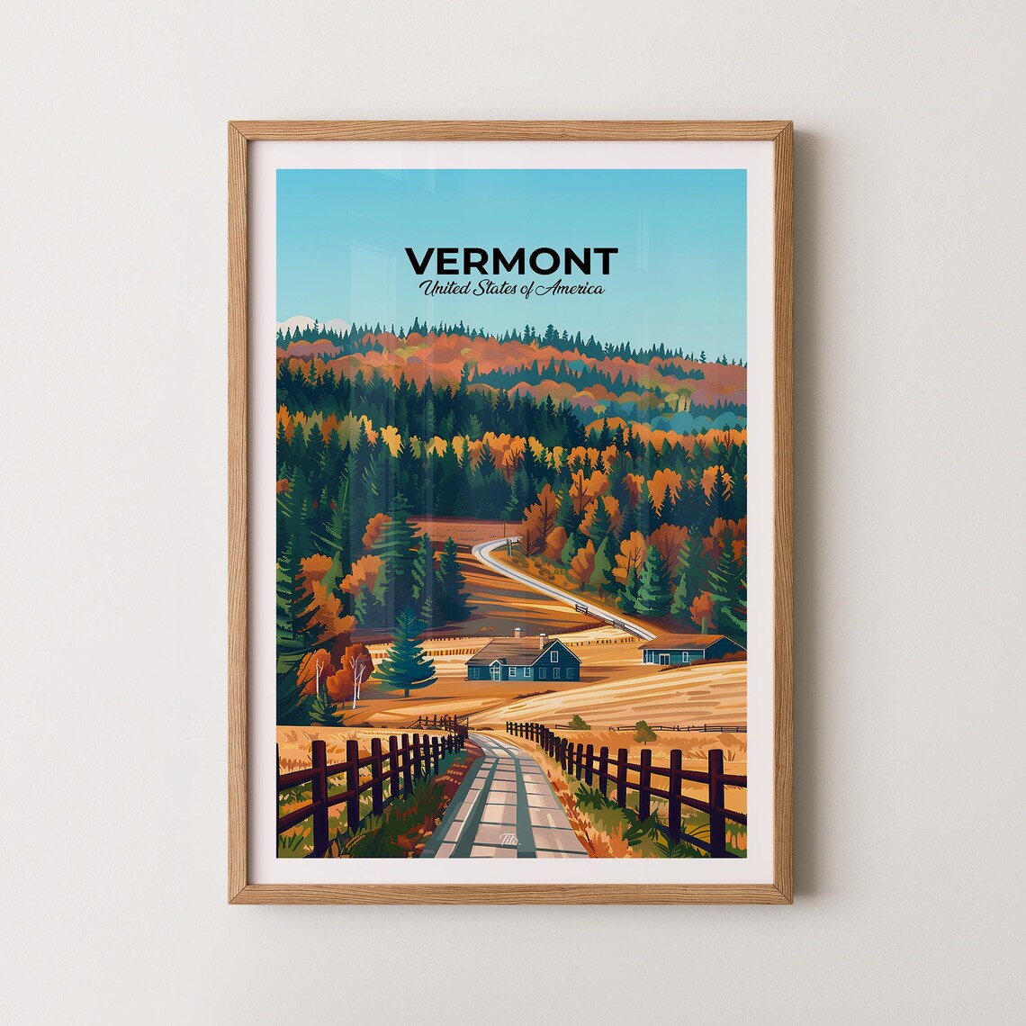 Vermont Poster Vermont Travel Poster Vermont Art Print Vermont Wall Art Usa Poster Gift For Travelers
