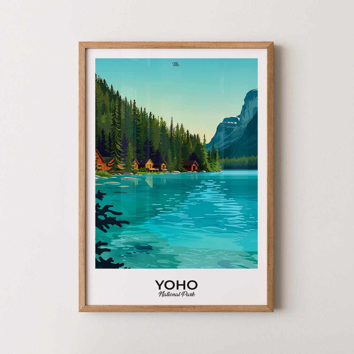 Yoho National Park Emerald Turquoise Lake Cabins Forest Shore Poster