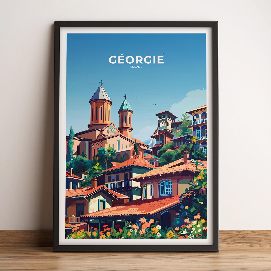 Georgia Caucasus Historic Church Quarter Vintage Travel Poster