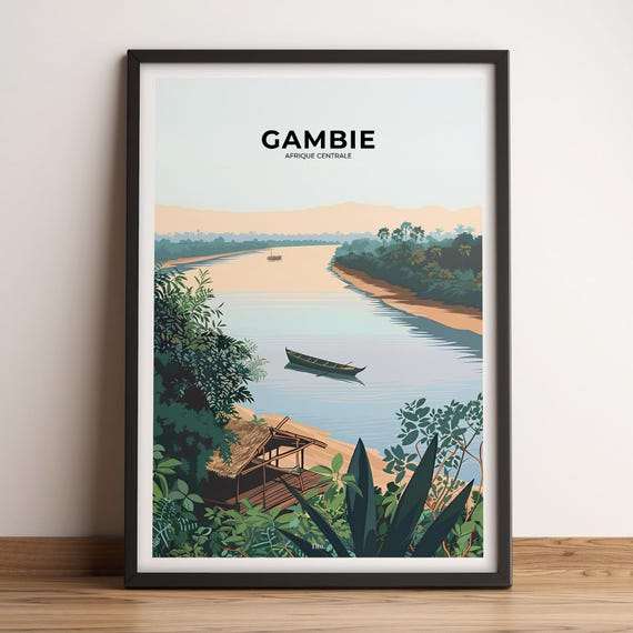 Gambia Poster Gambia Travel Poster Gambia Art Print Gambia Poster Gambia In Central Africa Travel Gift