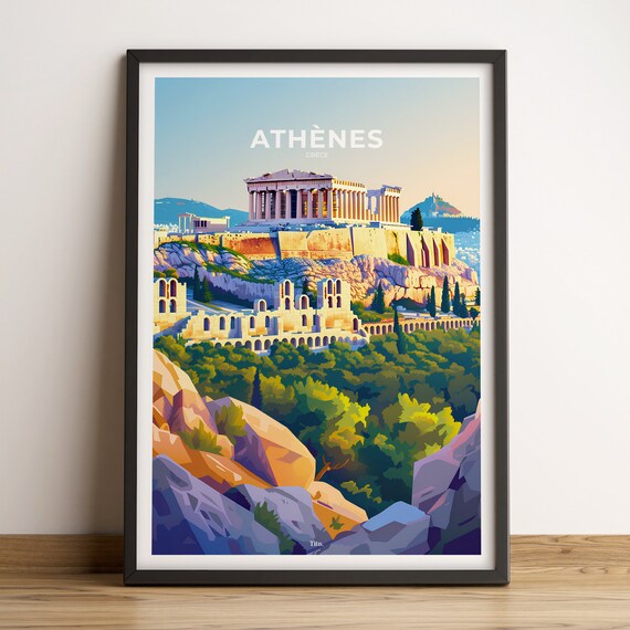 Athens Greece Parthenon Acropolis Ancient Ruins Golden Light Travel Poster