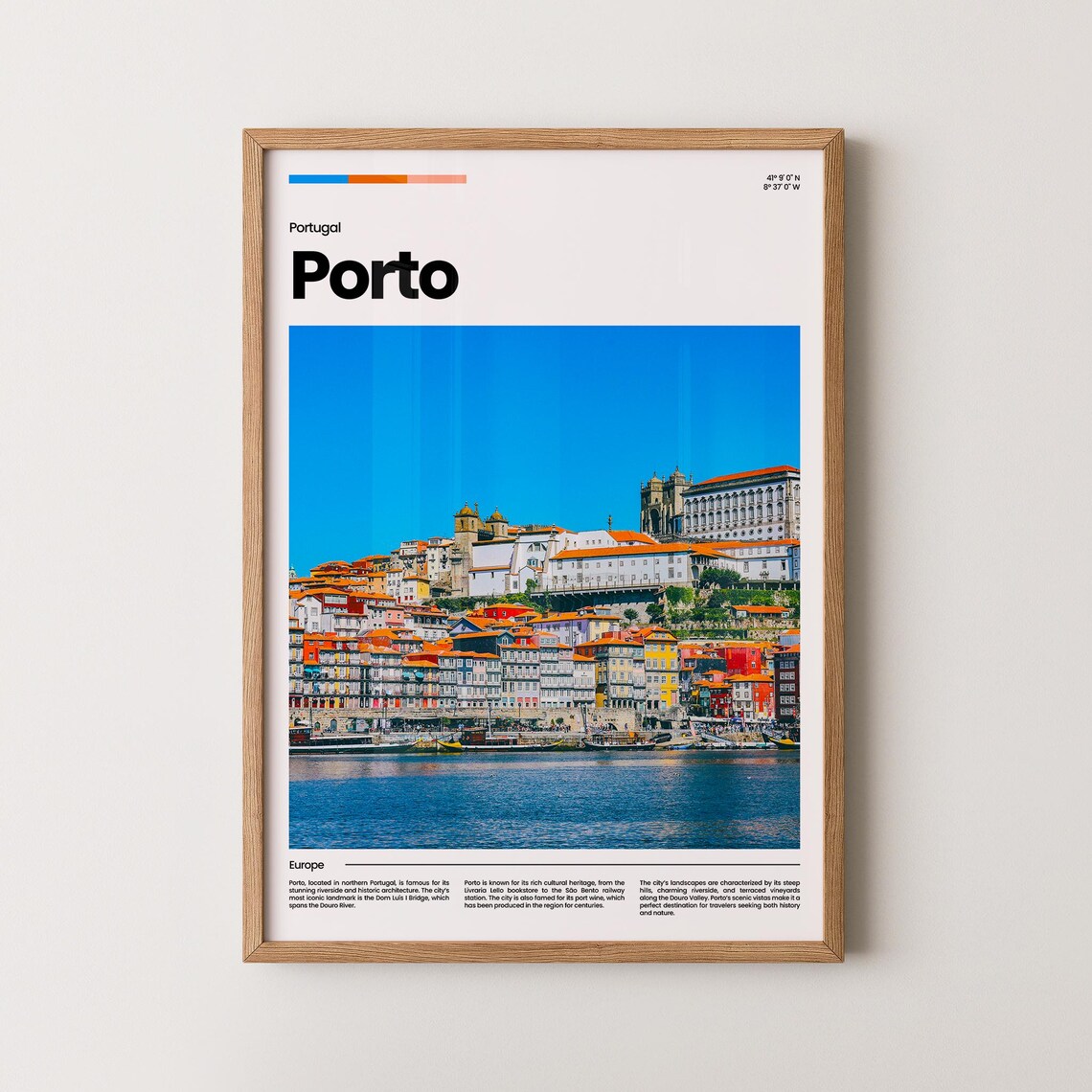 Porto Portugal Ribeira Colorful Waterfront Douro Photo Travel Poster