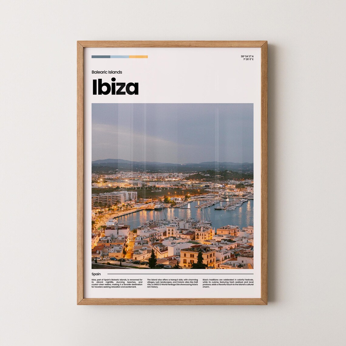 Ibiza Balearic Islands Old Town Marina Dusk Photo Travel Poster