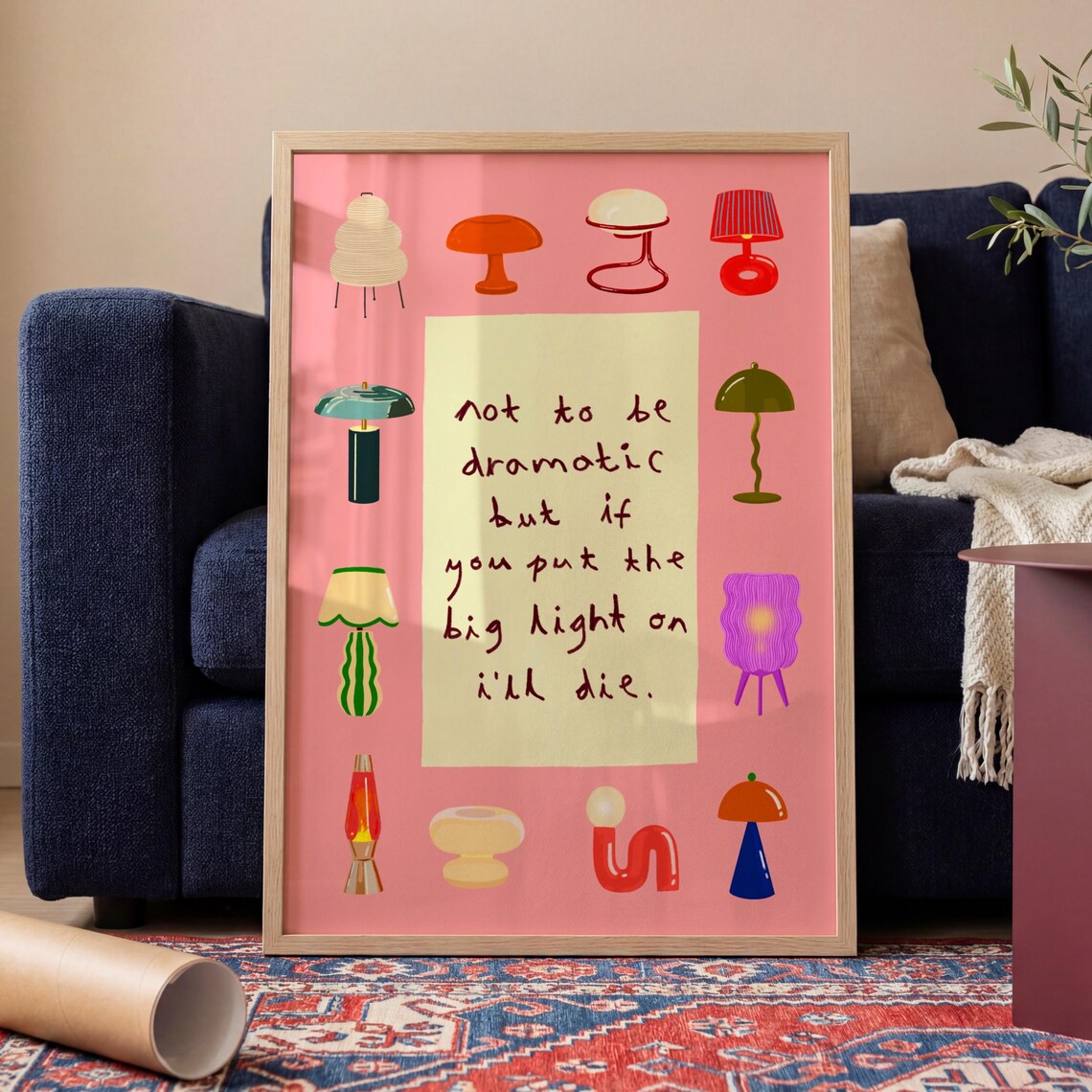 Funny Lamp Lover Big Light Art Print, Living Room