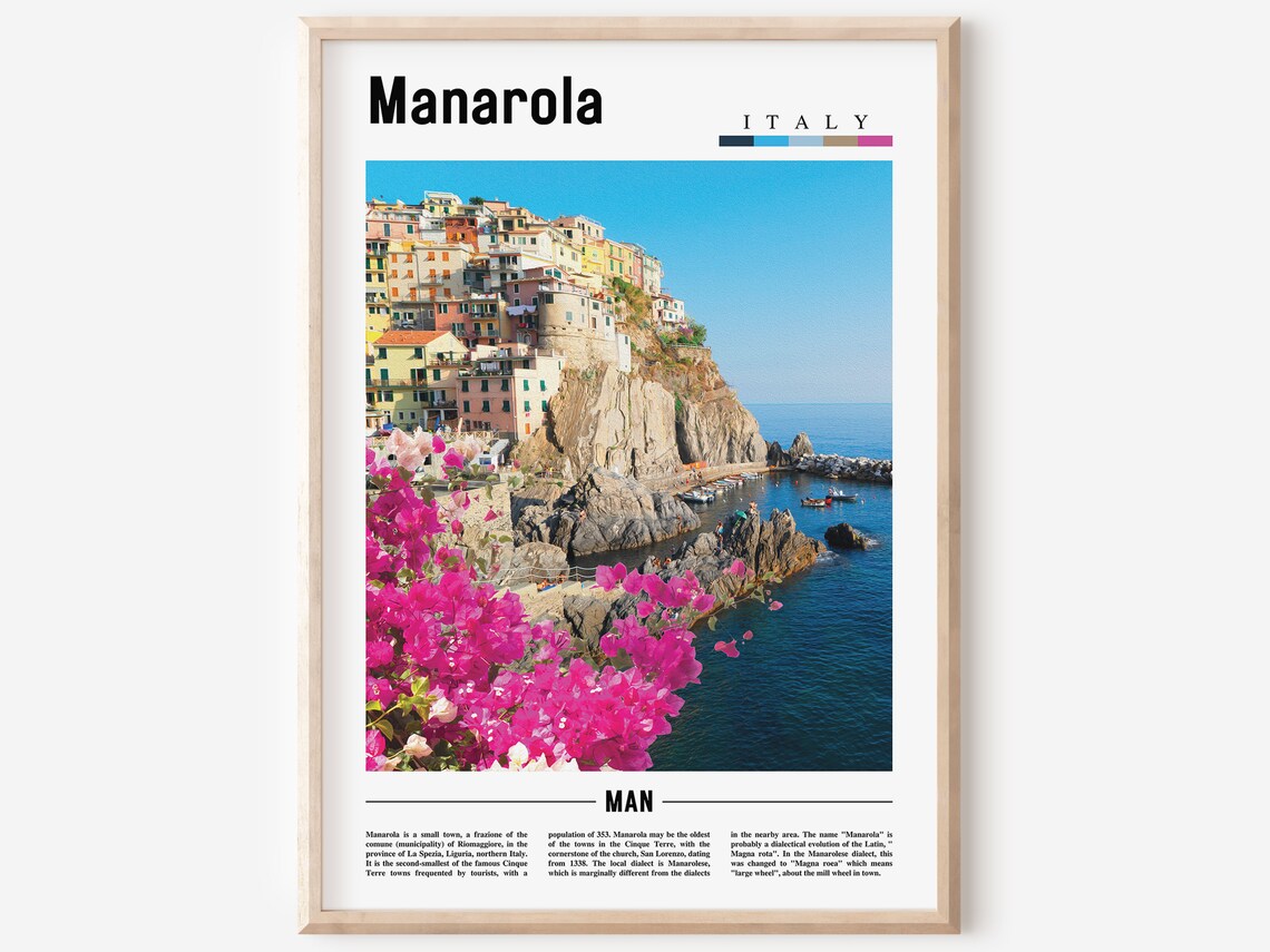 Manarola Italy Cinque Terre Cliffside Village Travel Photo Poster