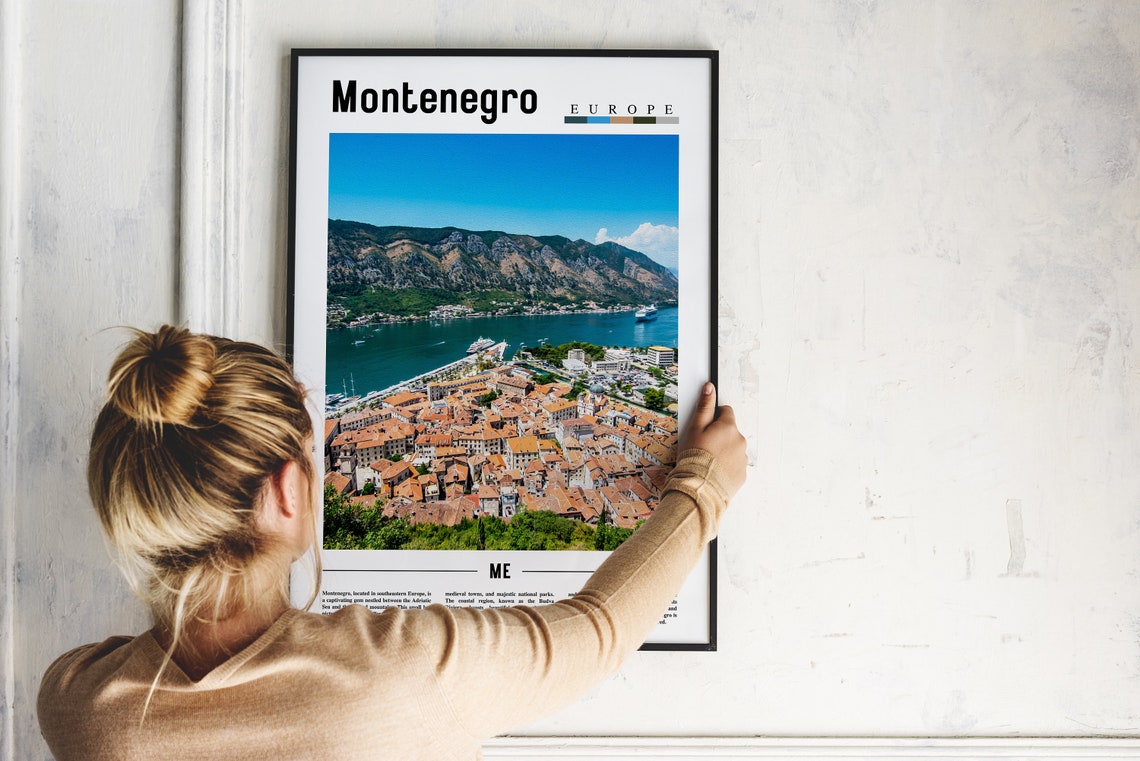 Montenegro Adriatic Coast Old Town Bay Aerial View Photo Poster - Image 2
