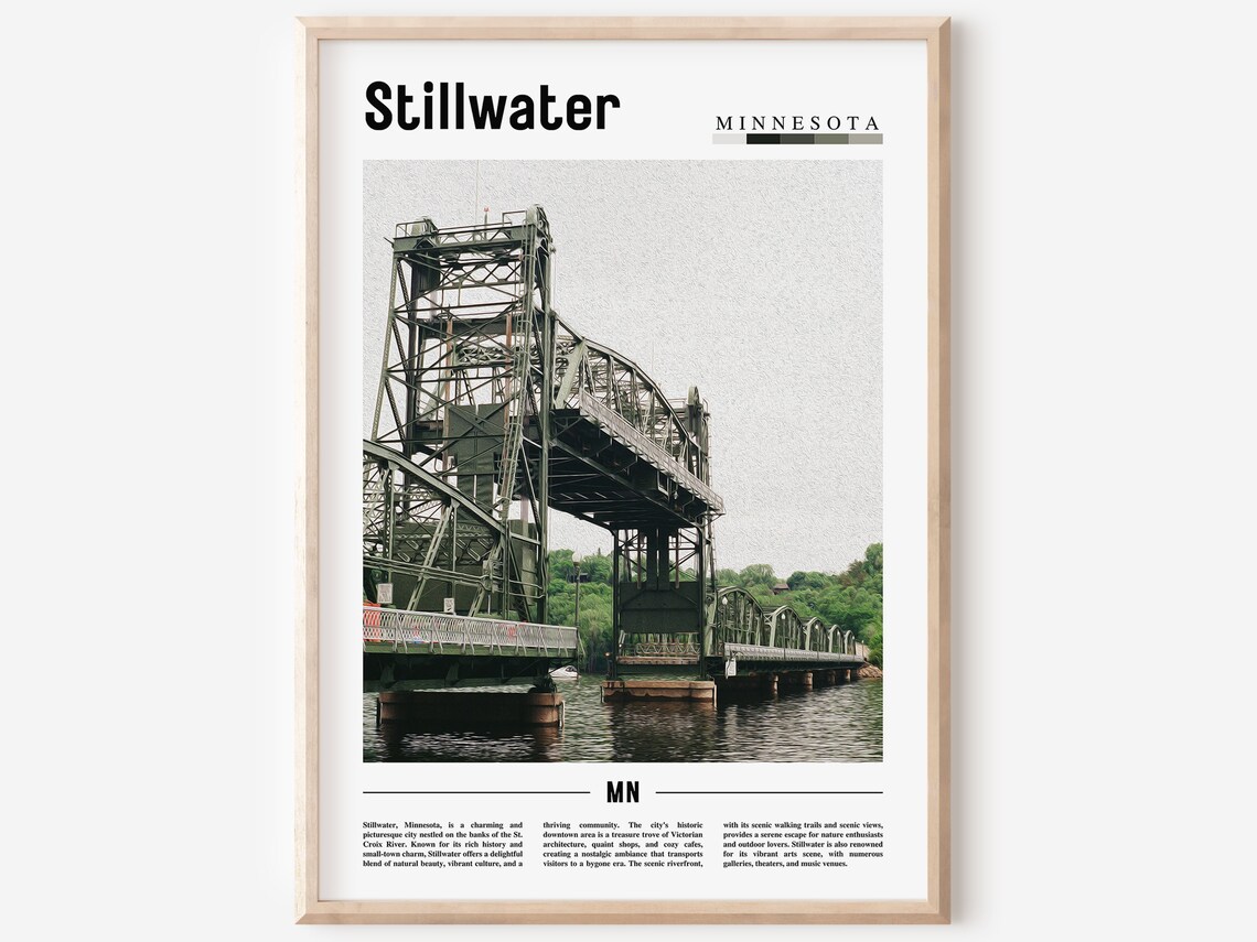 Stillwater Minnesota Historic Lift Bridge River Travel Poster