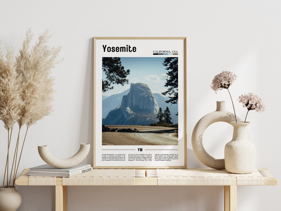 Yosemite Poster Yosemite Print Yosemite Wall Art Minimal Travel Print Minimal City Poster Travel Destination Oil Painting Poster - Image 3