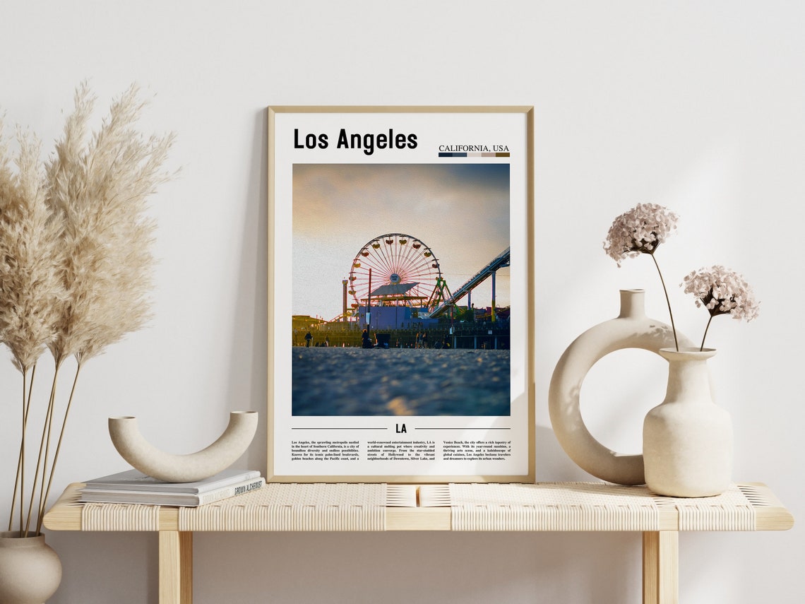 Los Angeles Santa Monica Pier Ferris Wheel Golden Sunset Poster - Image 3