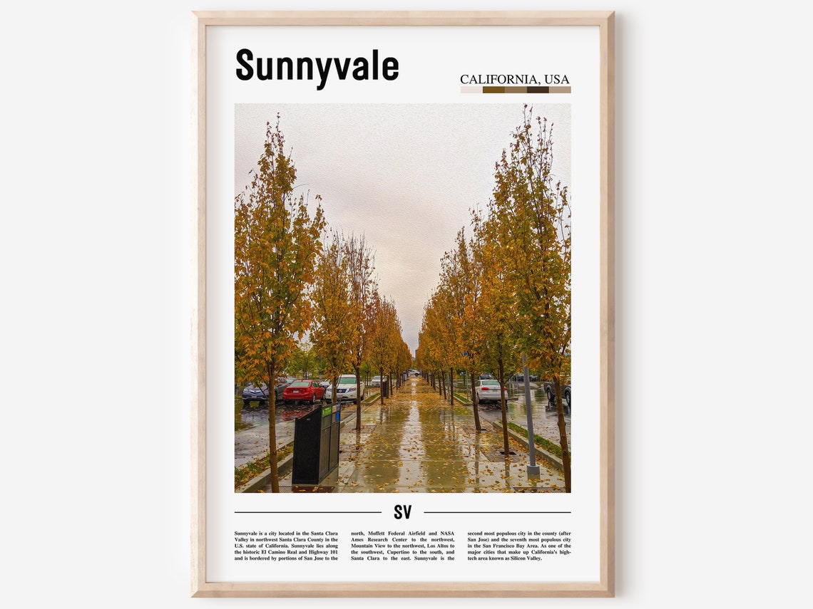 Sunnyvale California Autumn Tree Lined Street Fall Foliage Poster