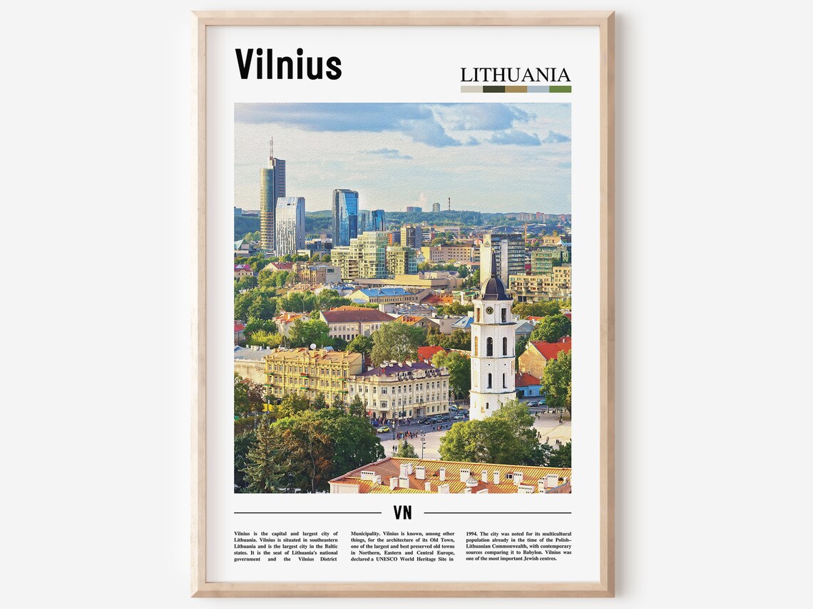 Vilnius Lithuania Old Town Skyline Travel Photography Art Poster