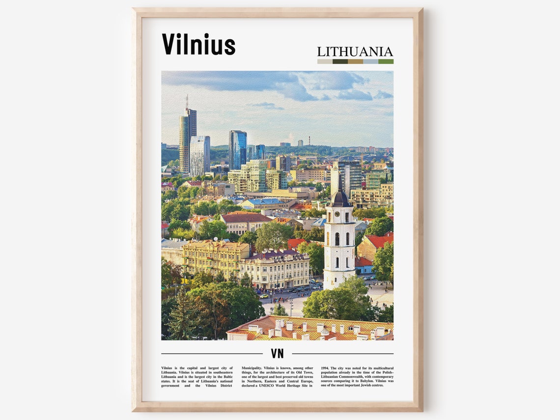 Vilnius Print Vilnius Poster Vilnius Wall Art Oil Painting Poster Colorful City Print City Artwork Travel Artwork Travel Wall Art