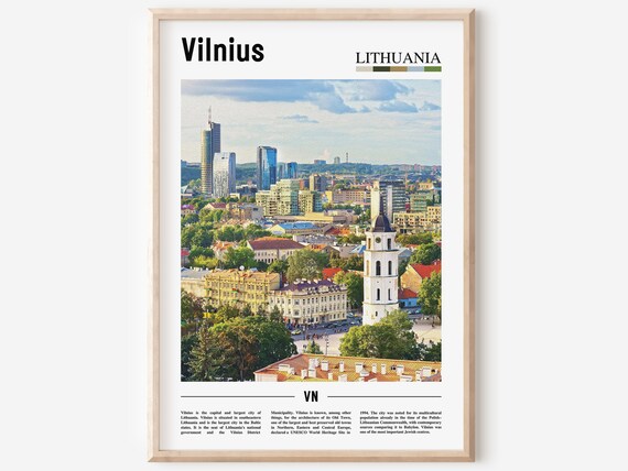 Vilnius Lithuania Old Town Skyline Travel Photography Art Poster