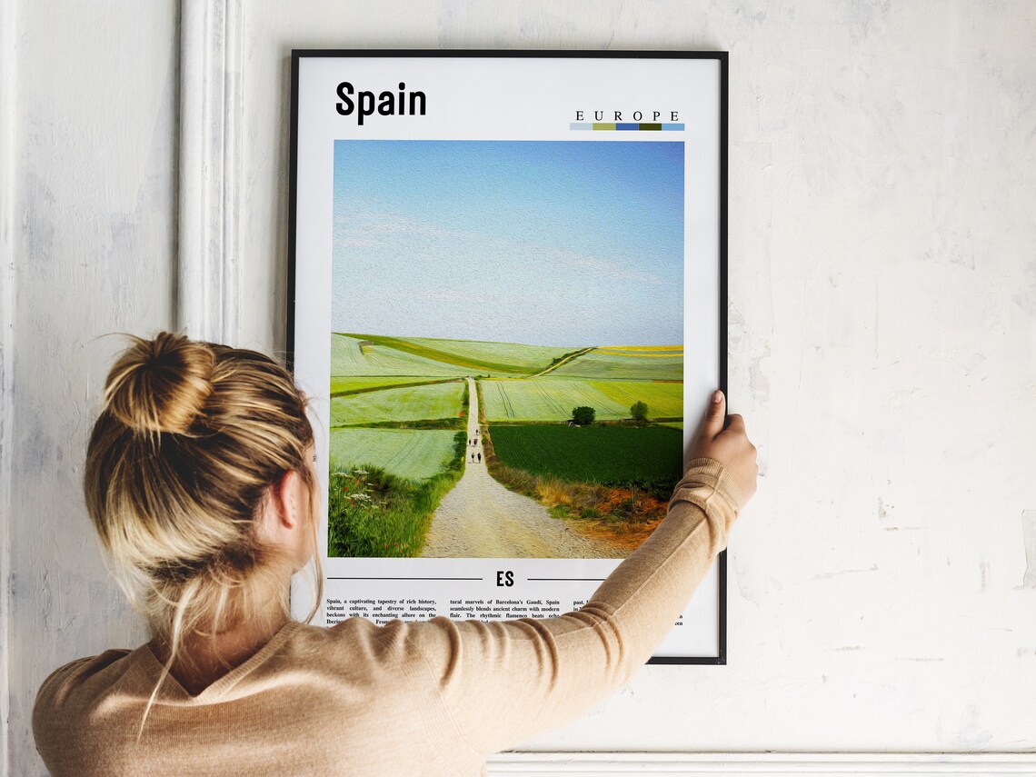 Spain Europe Green Countryside Road Minimalist Travel Poster - Image 2