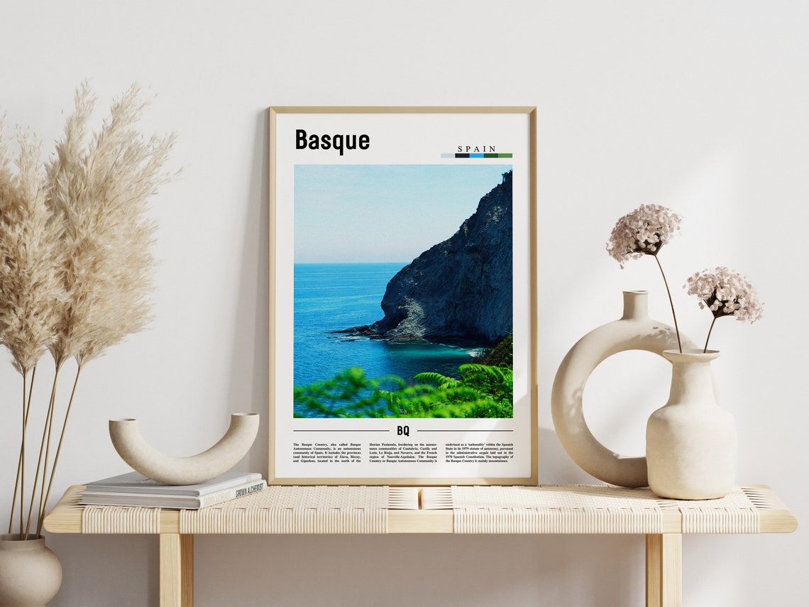 Basque Spain Dramatic Coastal Cliffs Blue Ocean Travel Poster - Image 3