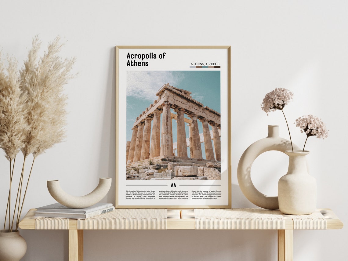 Acropolis Of Athens Poster Acropolis Of Athens Print Acropolis Of Athens Wall Art Minimal Travel Print Oil Painting Poster - Image 3