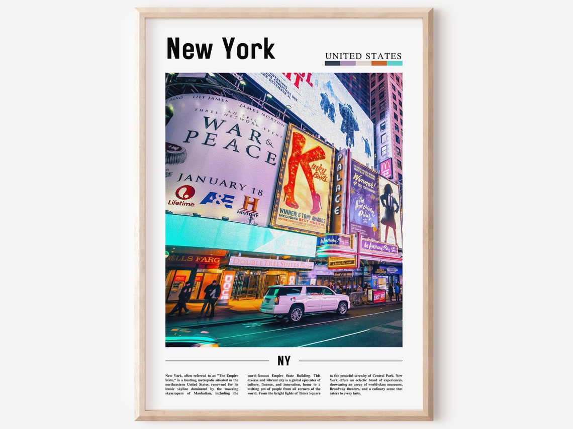 New York Times Square Broadway Billboards Night Lights Poster
