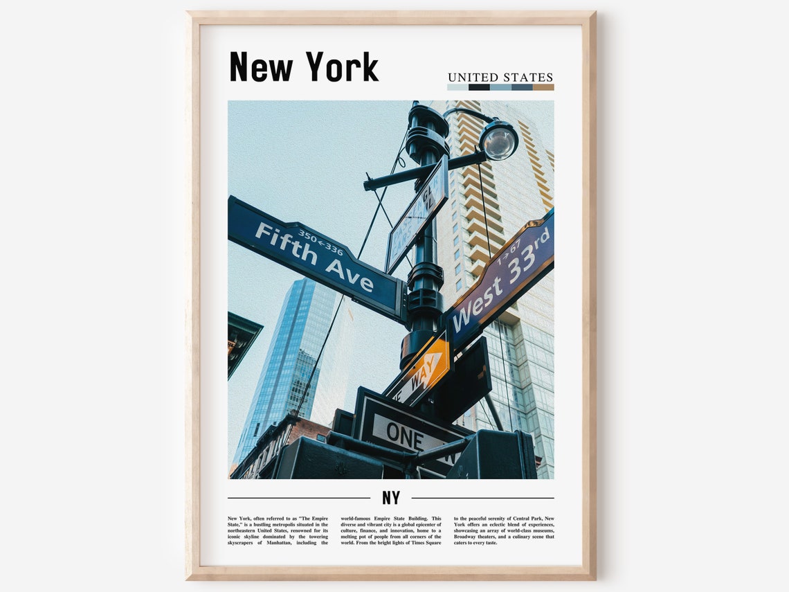 New York Fifth Avenue West 33rd Street Sign Photography Poster