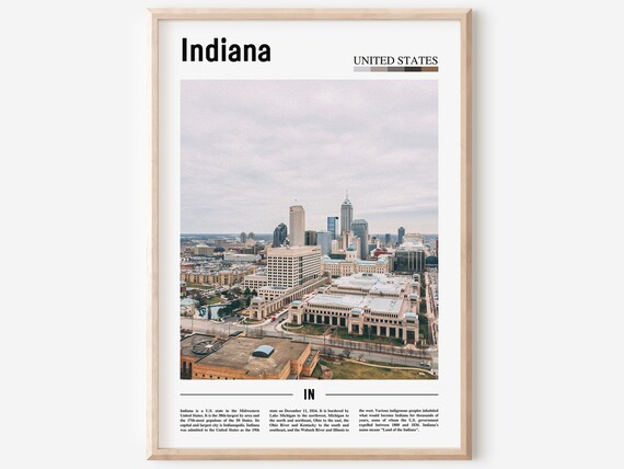 Indiana United States Indianapolis Skyline Cityscape Travel Poster