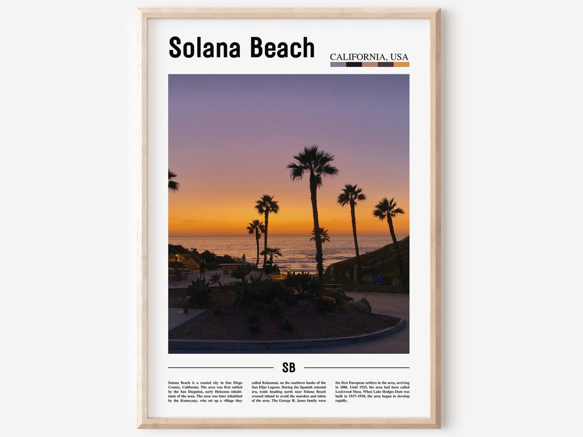 Solana Beach California Palm Silhouette Sunset Ocean View Poster