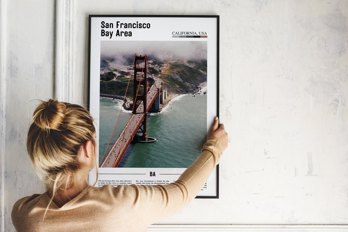 San Francisco Bay Area California Golden Gate Aerial Travel Poster - Image 2
