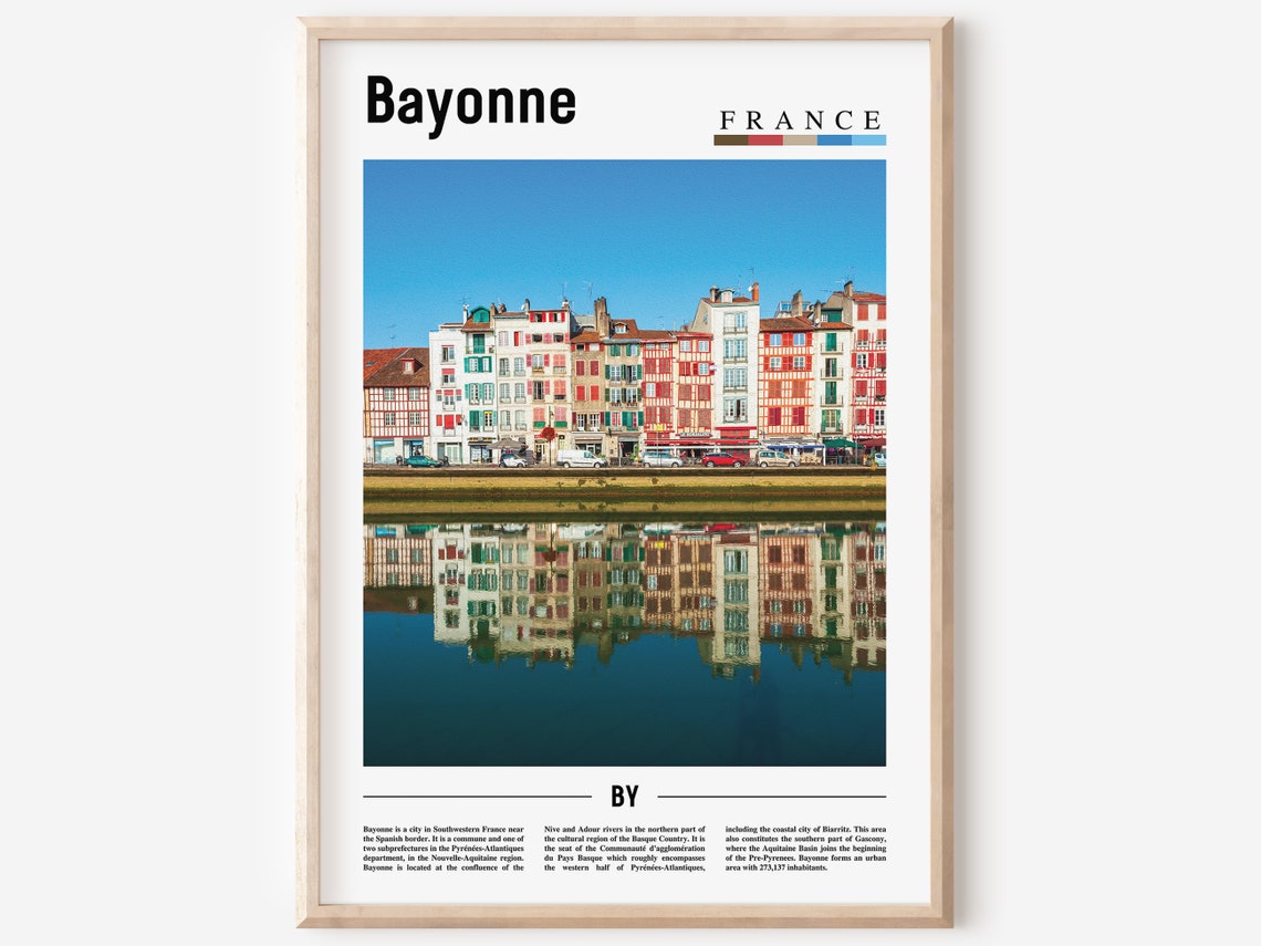 Bayonne Print Bayonne Poster Bayonne Wall Art France Photo France Poster France Print France Wall Art Minimal Travel Poster