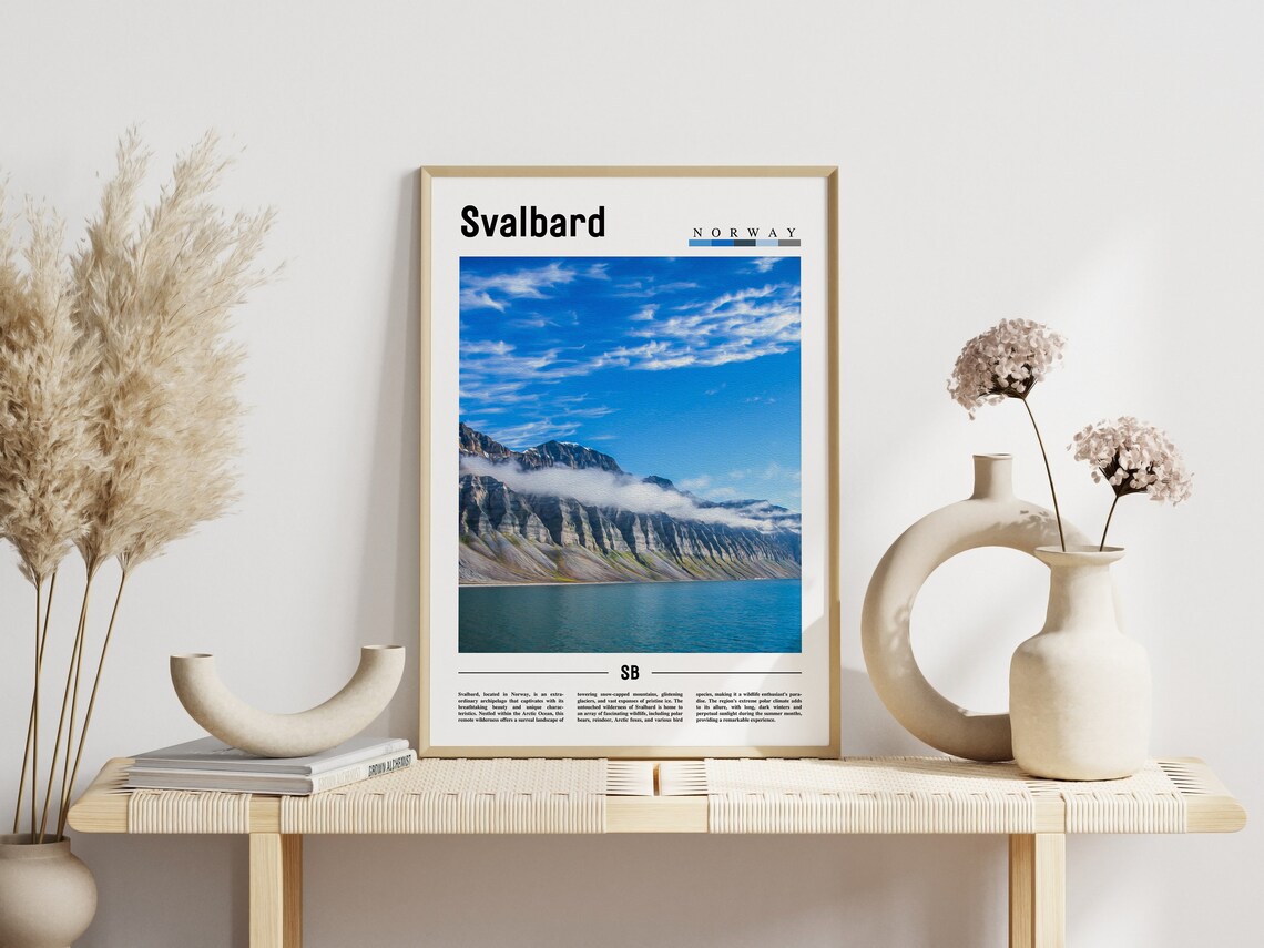 Svalbard Norway Arctic Mountains and Fjord Travel Poster Photo Art - Image 3