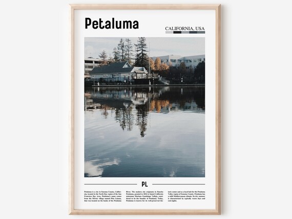 Petaluma California River Reflection Historic Waterfront Travel Poster