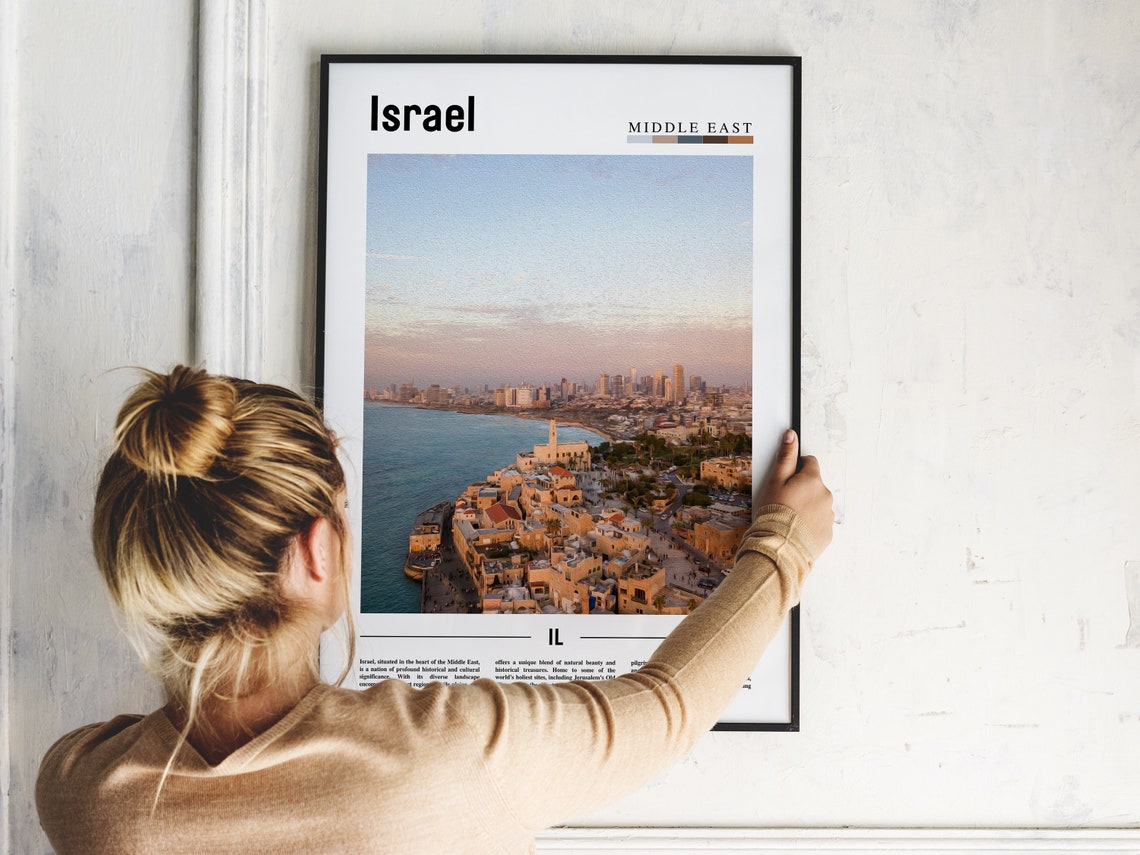 Israel Poster Israel Print Israel Wall Art Minimal Travel Print Travel Destination Oil Painting Poster - Image 2