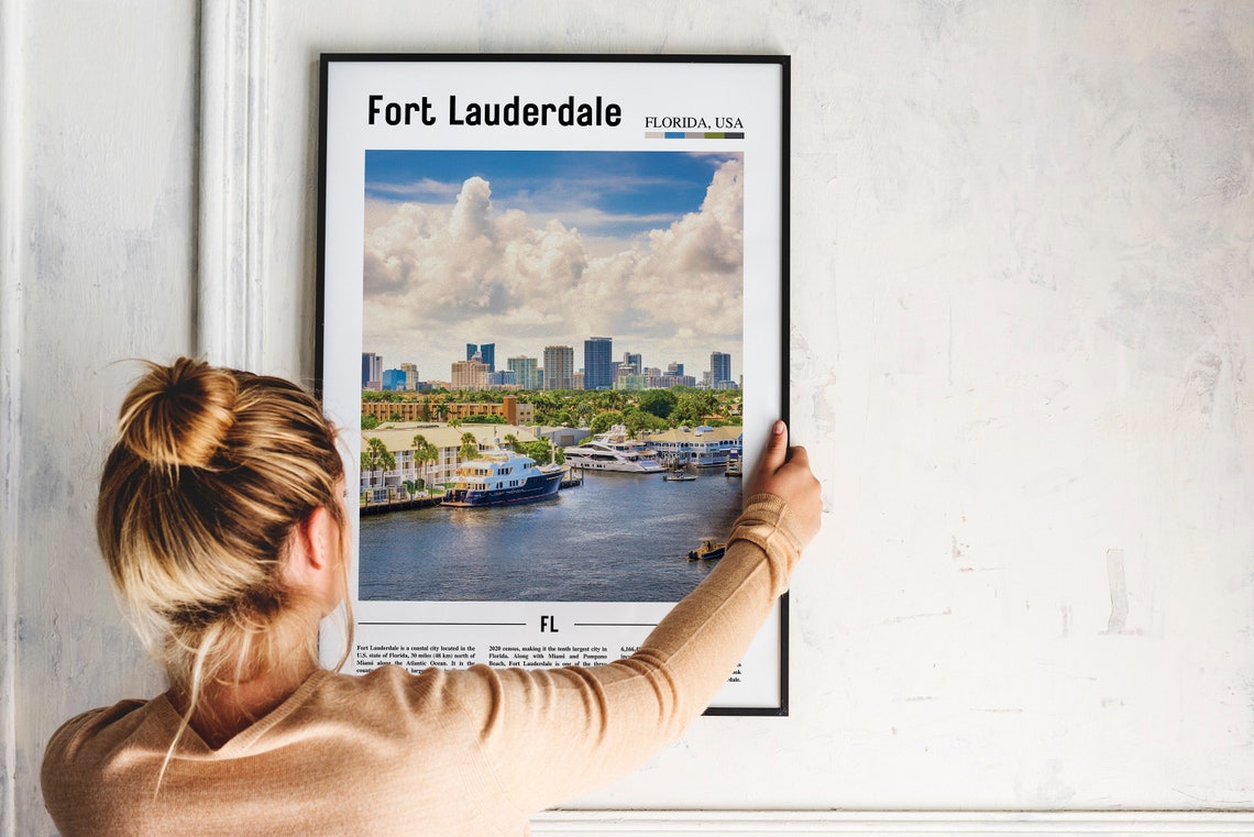 Fort Lauderdale Print Fort Lauderdale Poster Fort Lauderdale Wall Art Oil Painting Poster City Artwork Travel Artwork Travel Wall Art - Image 2