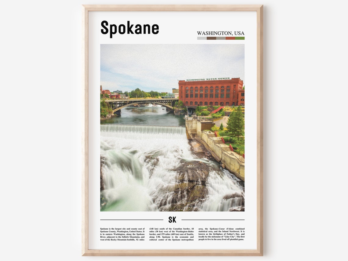 Spokane Print Spokane Poster Spokane Wall Art United States Photo United States Poster United States Print Travel Poster