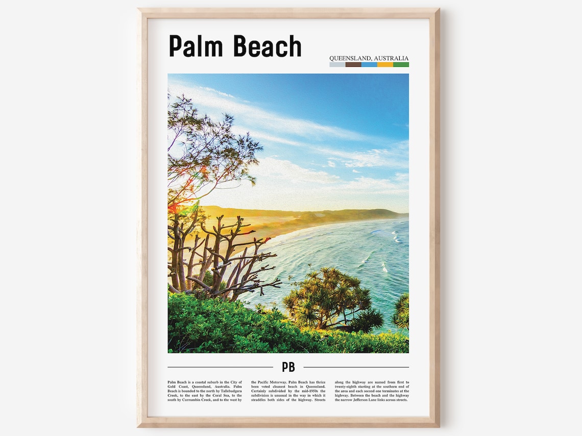 Palm Beach Queensland Sunset Coast Poster Gold Coast Australia Travel