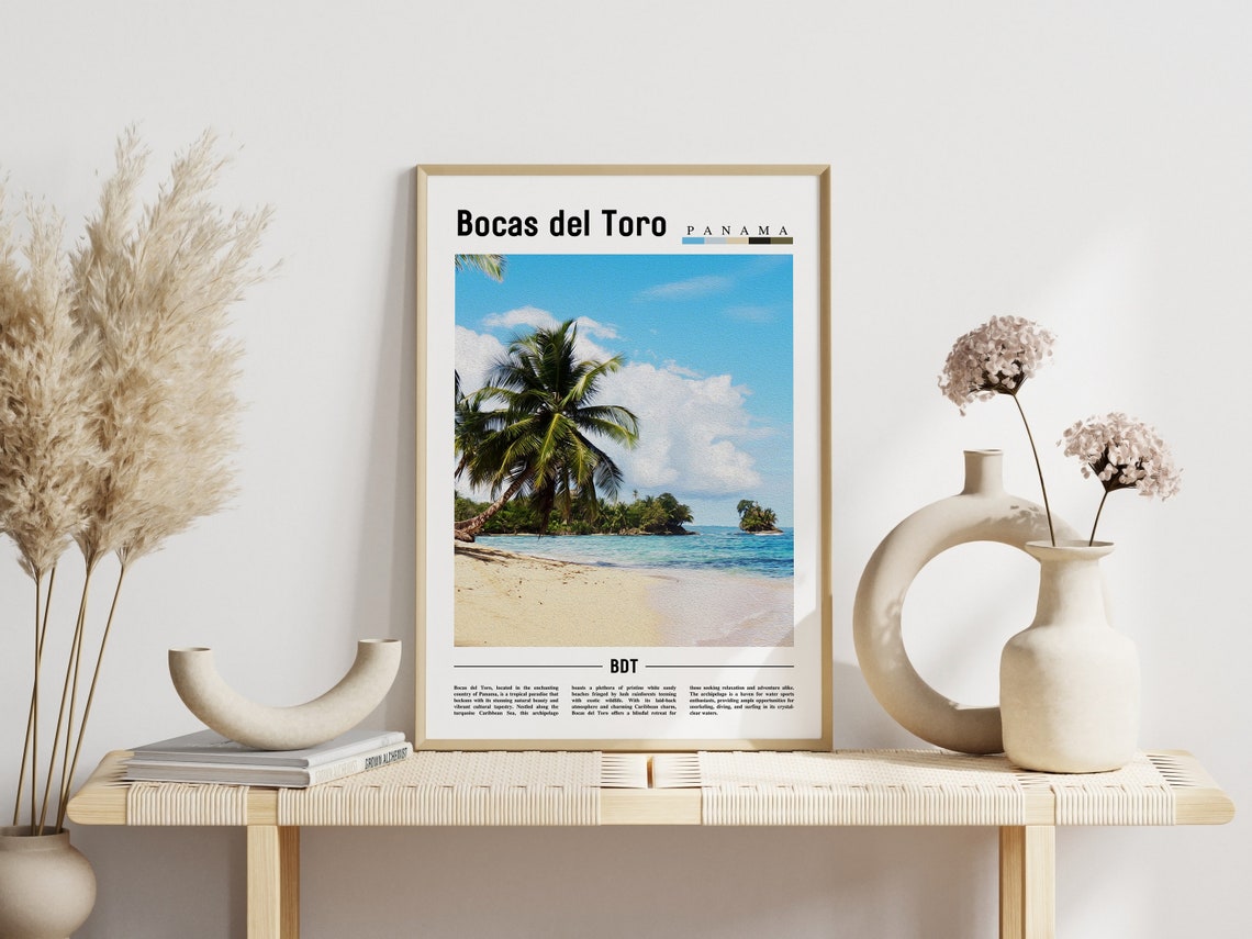 Bocas del Toro Panama Tropical Beach Palm Tree Travel Poster - Image 3