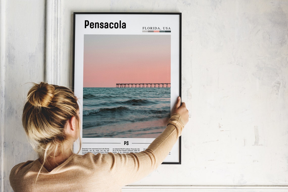 Pensacola Print Pensacola Poster Pensacola Wall Art Oil Painting Poster Colorful City Print City Artwork Travel Artwork Travel Wall Art - Image 2