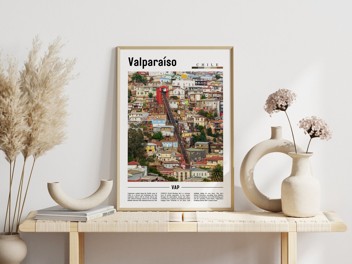 Valparaiso Chile Colorful Hillside Funicular Houses Travel Poster - Image 3