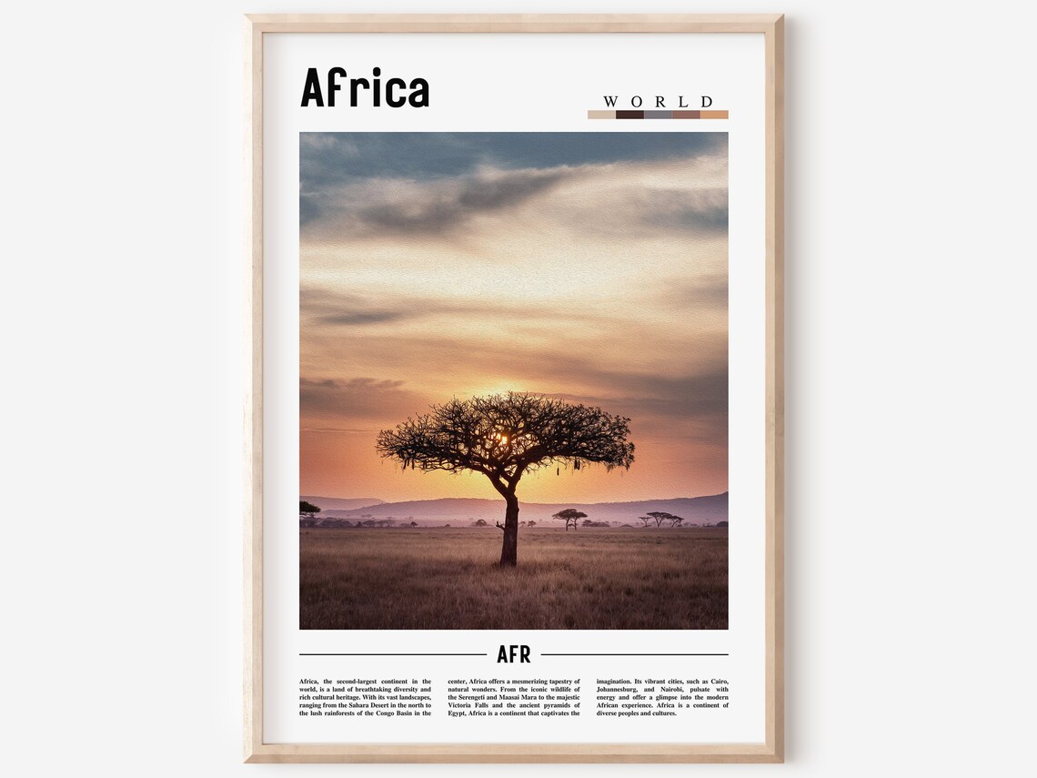Africa World Savanna Acacia Tree Sunset Minimal Photo Travel Poster