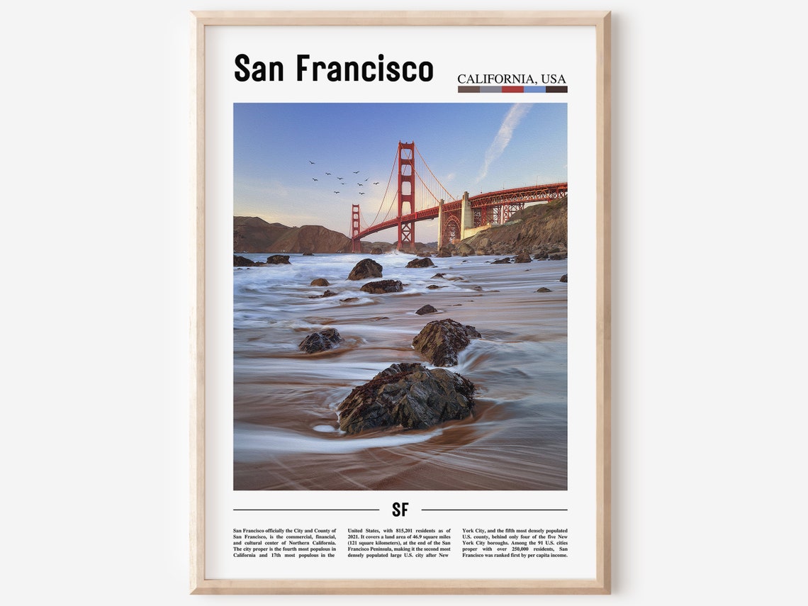 San Francisco Golden Gate Bridge California Iconic Travel Poster