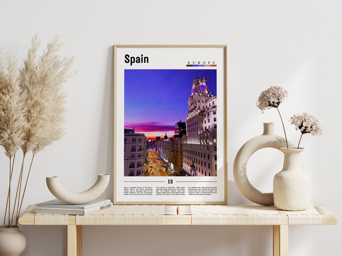 Spain City Avenue Sunset Purple Sky Historic Streets Europe Poster - Image 3