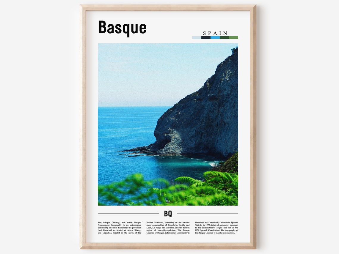 Basque Spain Dramatic Coastal Cliffs Blue Ocean Travel Poster