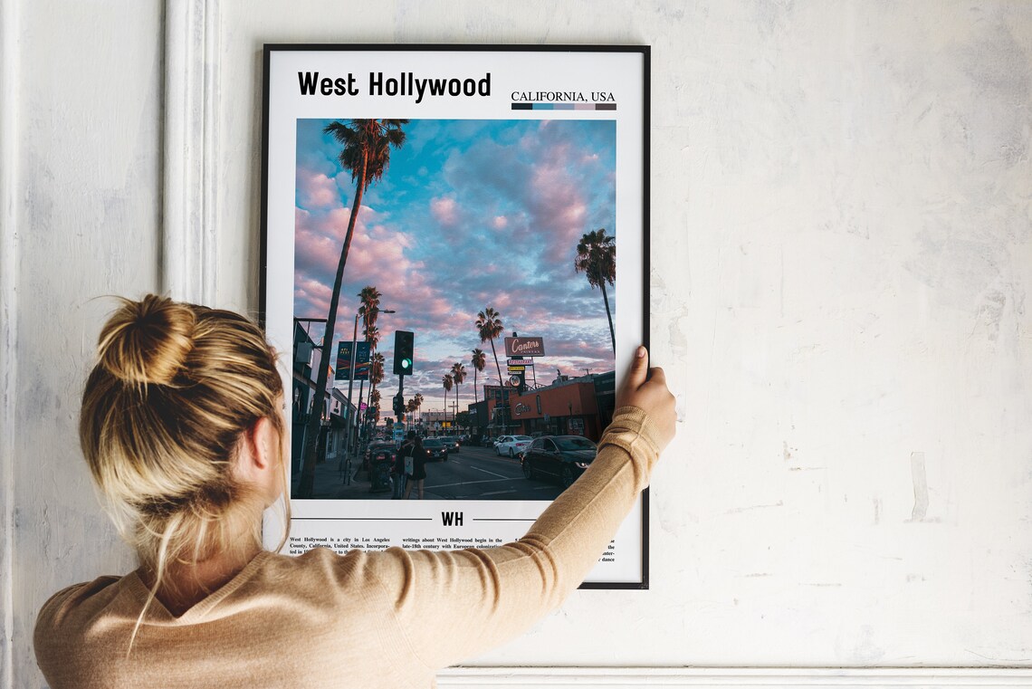 West Hollywood Print West Hollywood Poster West Hollywood Wall Art Minimal Travel Print Minimal Poster Destination Oil Painting Poster - Image 2