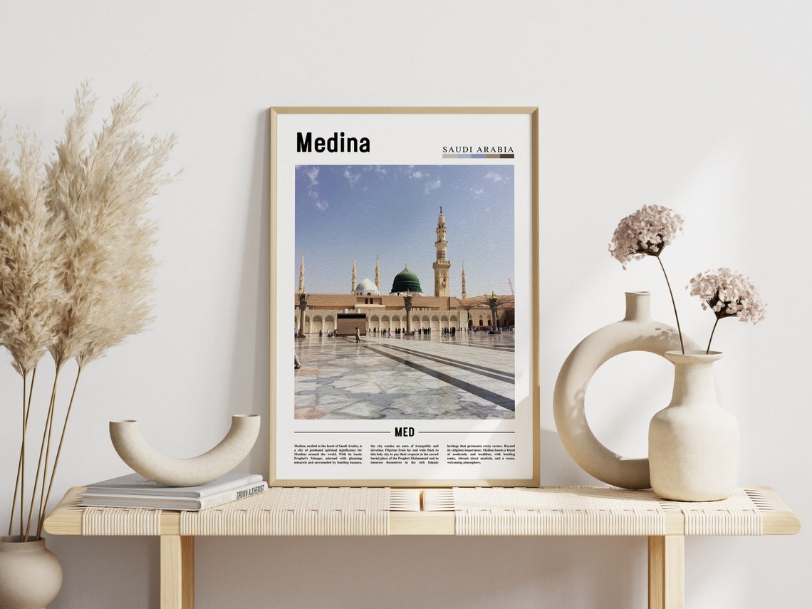 Medina Saudi Arabia Prophets Mosque Green Dome Travel Poster - Image 3