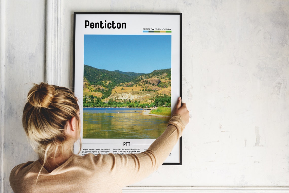 Penticton Print Penticton Poster Penticton Wall Art Oil Painting Poster Colorful City Print City Artwork Travel Artwork Travel Wall Art - Image 2