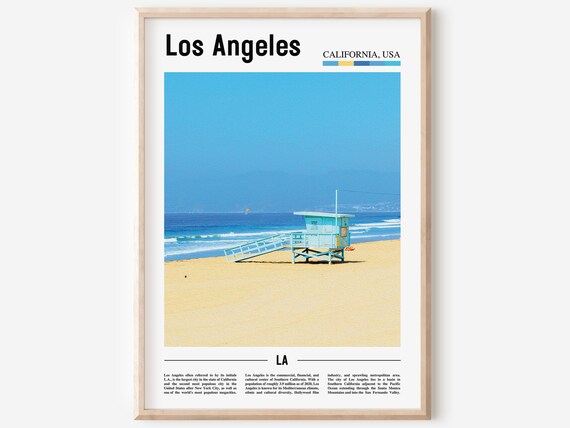 Los Angeles California Beach Lifeguard Tower Blue Sky Minimalist Print