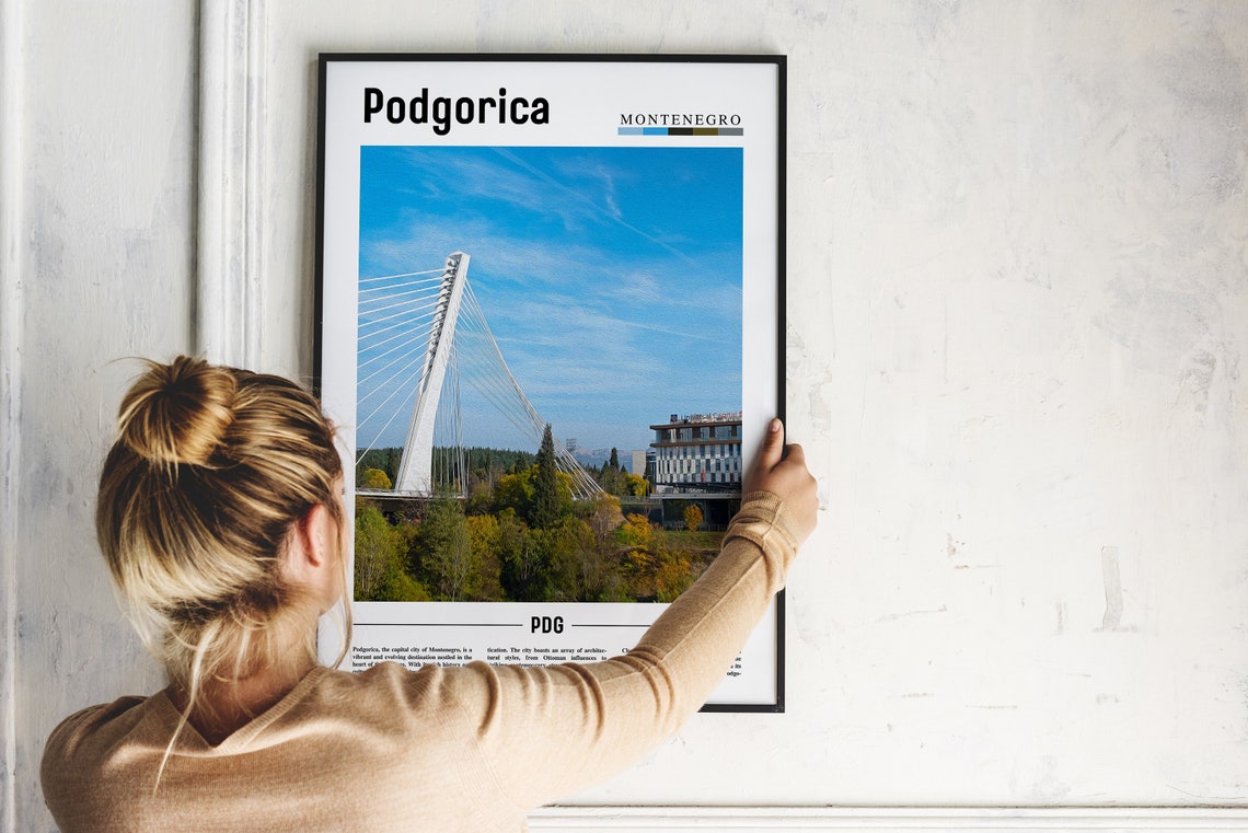 Podgorica Montenegro Millennium Bridge Cable Stayed City Poster - Image 2