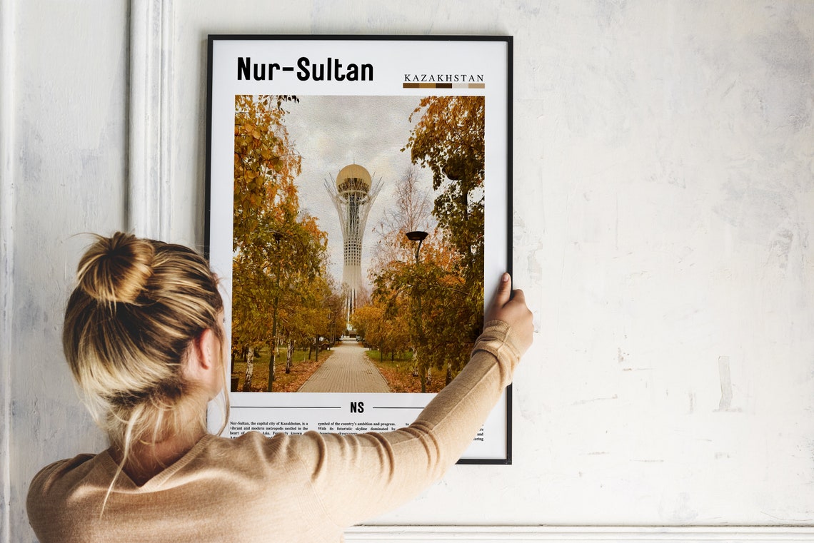 Nur Sultan Kazakhstan Bayterek Tower Golden Orb Autumn Travel Poster - Image 2