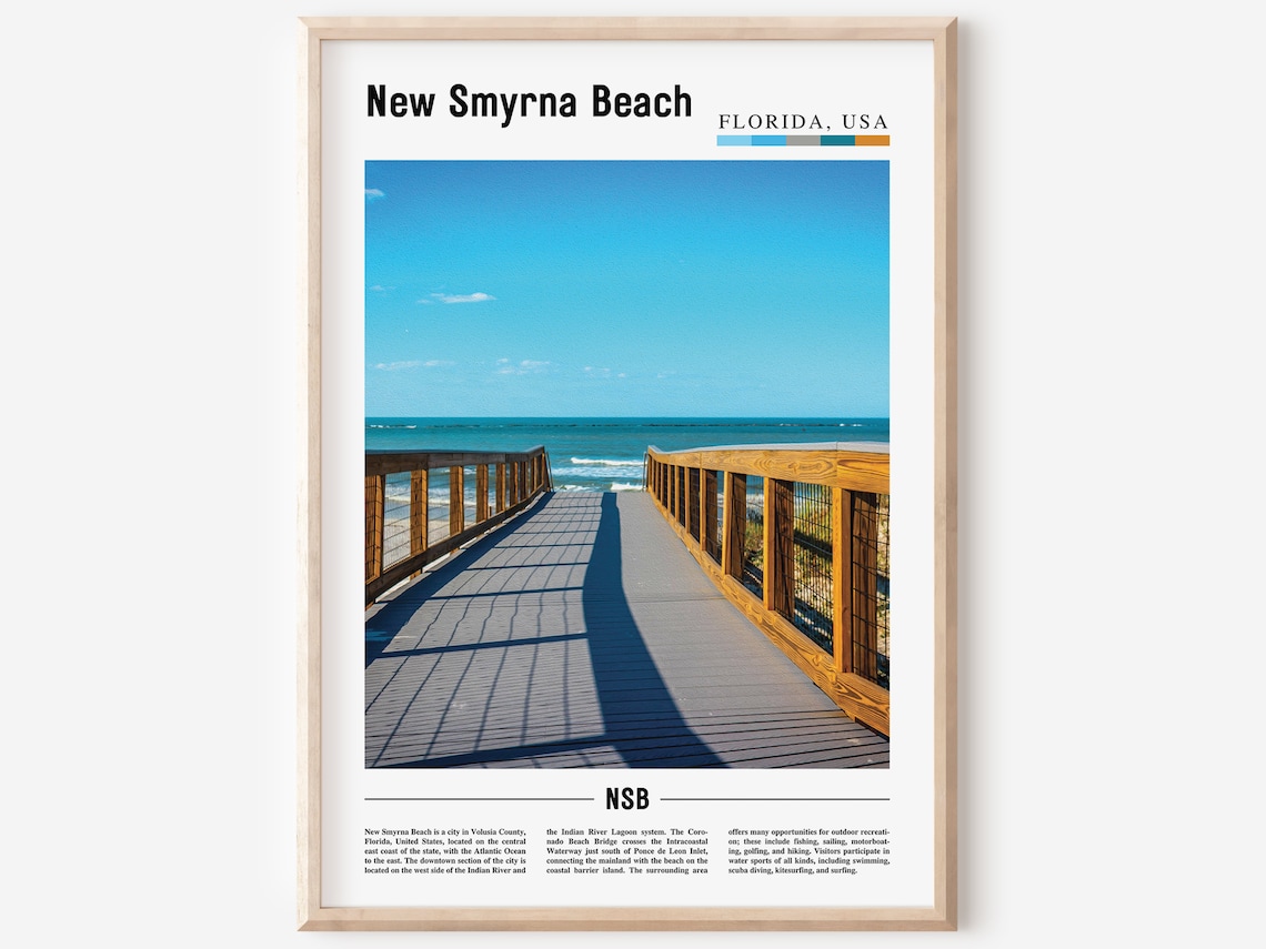 New Smyrna Beach Florida Boardwalk Ocean Travel Photo Poster