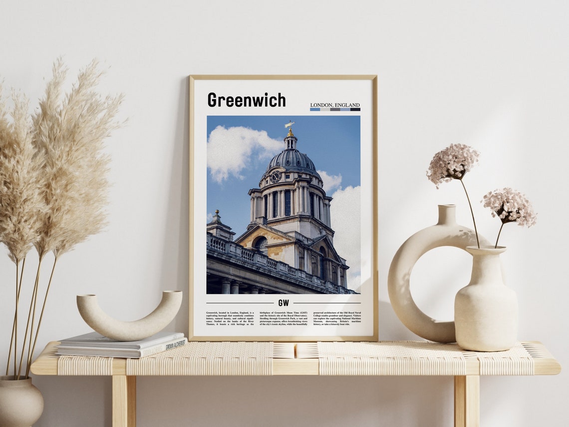 Greenwich London England Historic Naval Dome Skyline Travel Poster - Image 3