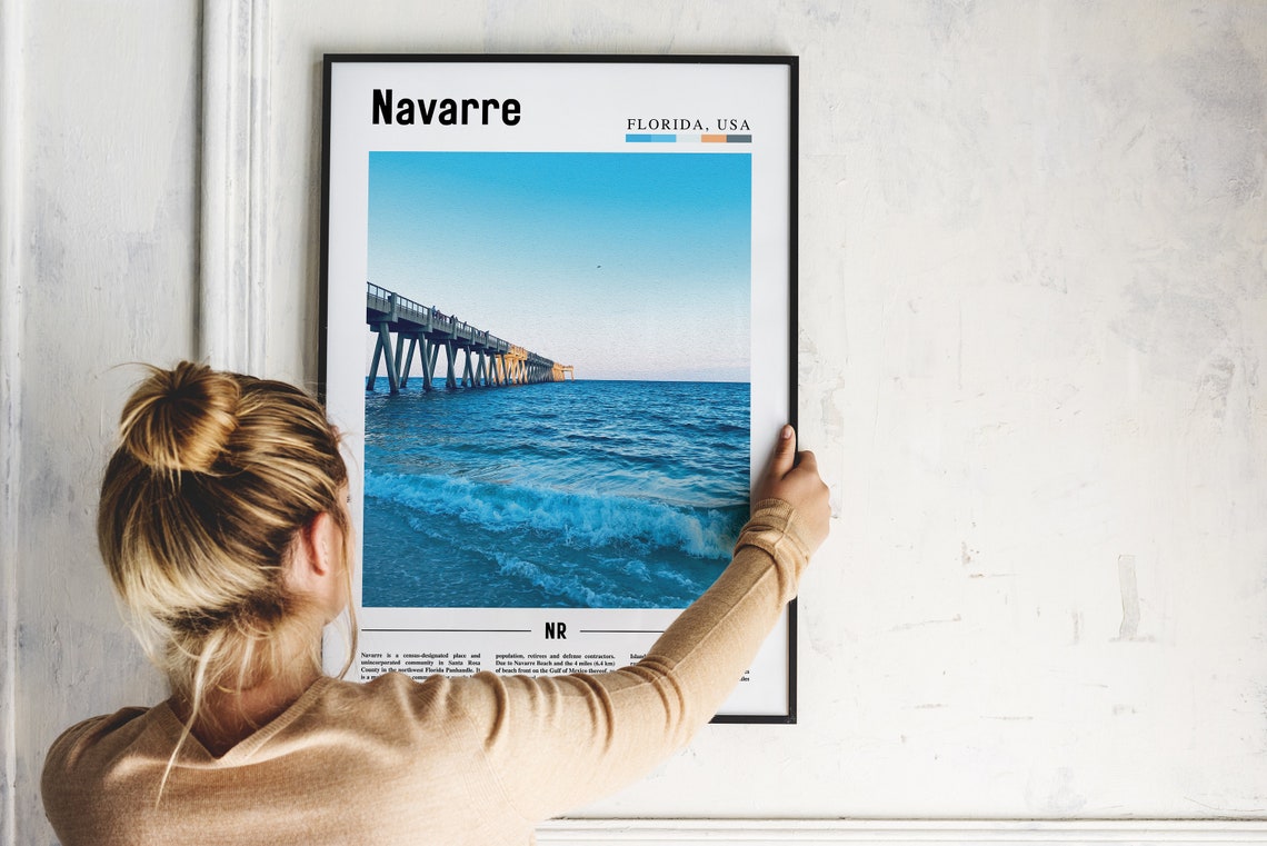 Navarre Florida Gulf Coast Beach Pier Ocean Sunset Travel Photo Poster - Image 2