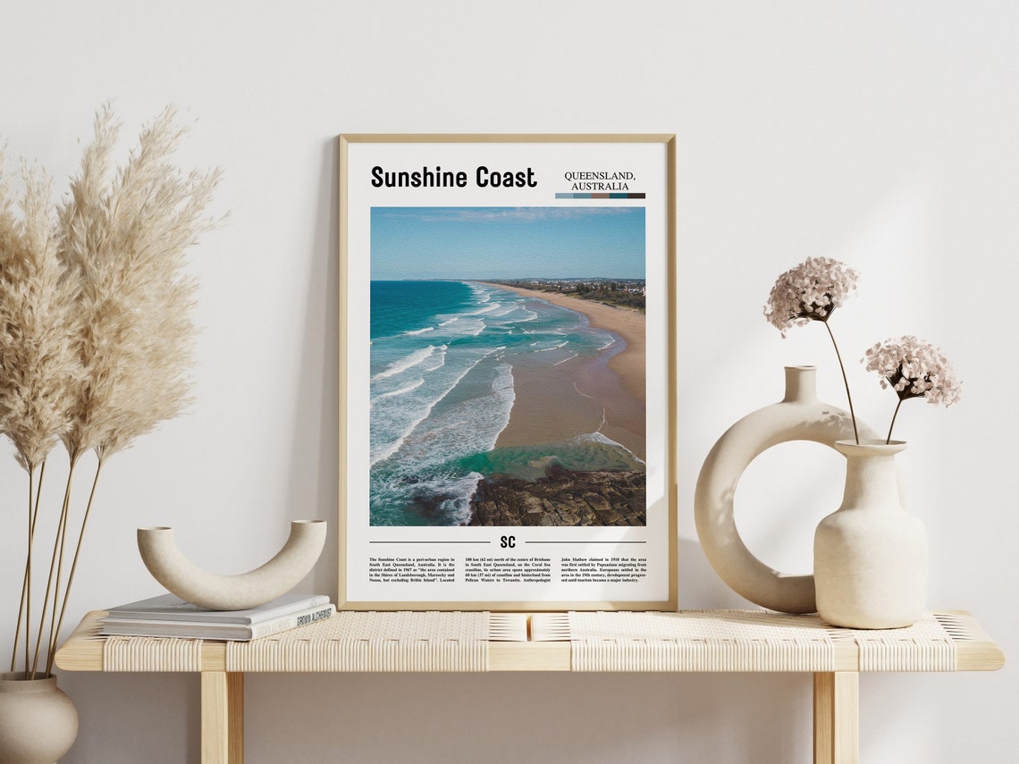 Sunshine Coast Print Sunshine Coast Poster Sunshine Coast Wall Art Minimal Travel Print Minimal City Poster Travel Oil Painting Poster - Image 3