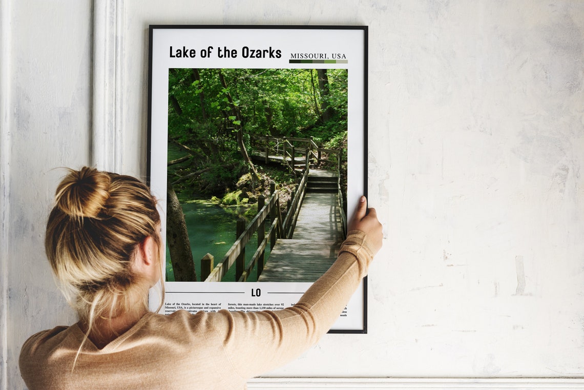Lake Of The Ozarks Poster Lake Of The Ozarks Print Lake Of The Ozarks Wall Art Minimal Travel Print Travel Oil Painting Poster - Image 2